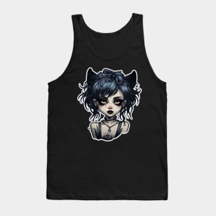 Goth Waifu Cat Girl Tank Top